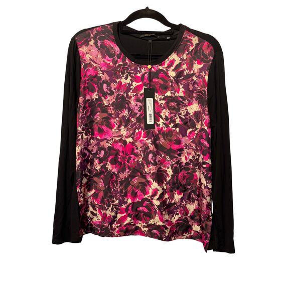 Large Kobi Halperin Susie Floral Print Contrast Sleeve Top $275 retail - Picture 3 of 10
